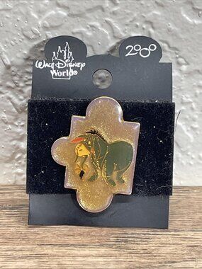Vintage 2000 Disney Winnie the Pooh Eeyore Glitter Puzzle Piece Pin KG JD
